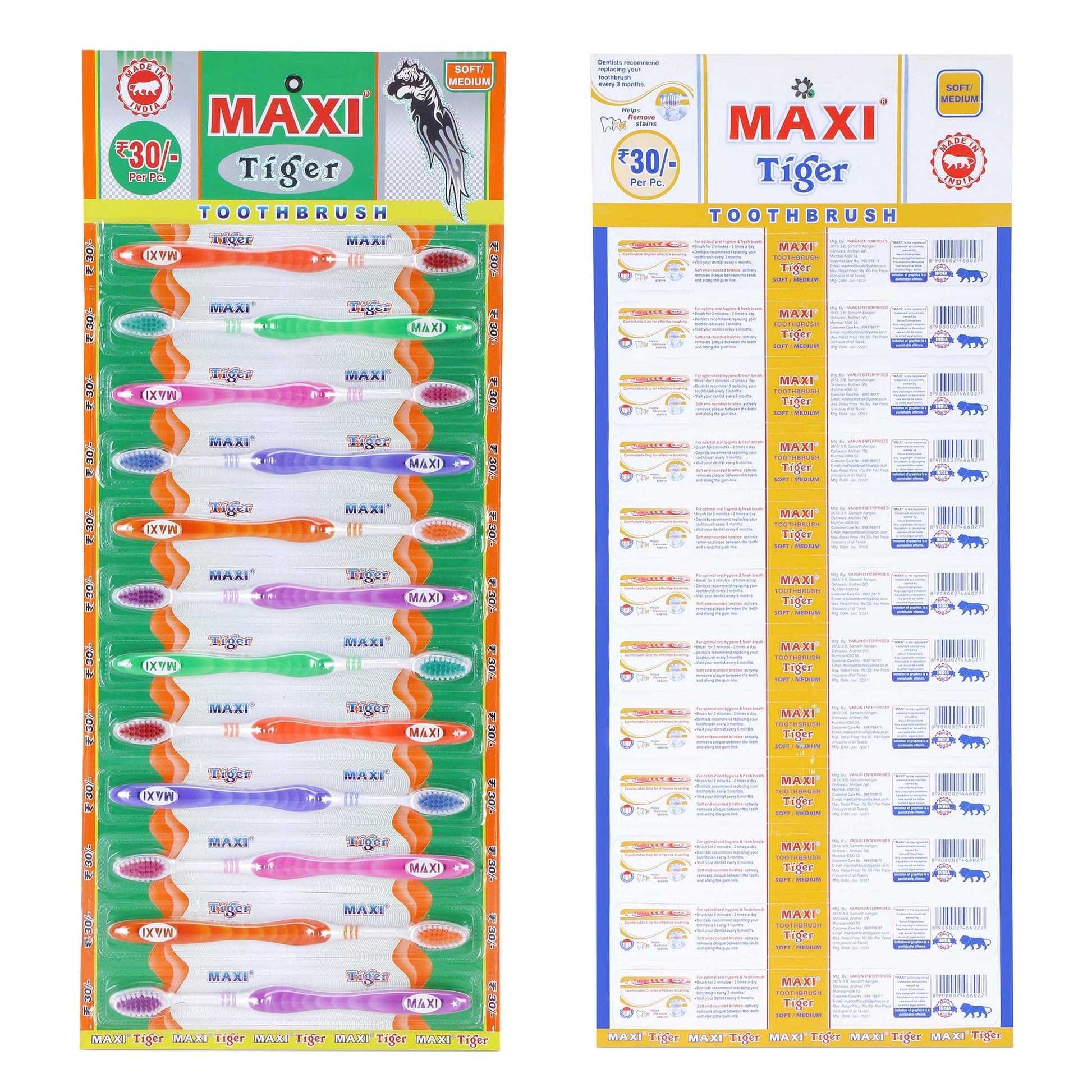 MAXI Tiger Toothbrush (Pack of 12).